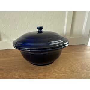 Retired Fiestaware 9.25" Large Cobalt Blue casserole dish with lid USA
